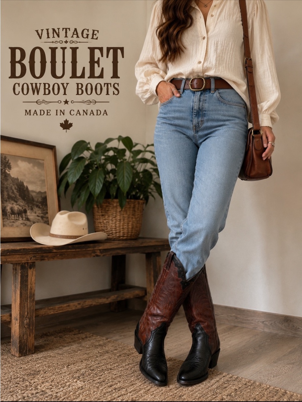 Vintage Boulet Cowboy Boots | Made in Canada | Women’s 10–10.5 | Genuine Leather